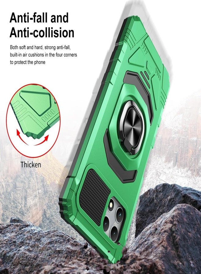 TJ's TJS Compatible for T-Mobile Revvl 7 5G Case, with Tempered Glass Screen Protector, Metal Ring Magnetic Support Kickstand Heavy Duty Drop Protection Cover Phone Case (Green) - Image 4