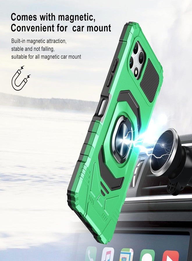 TJ's TJS Compatible for T-Mobile Revvl 7 5G Case, with Tempered Glass Screen Protector, Metal Ring Magnetic Support Kickstand Heavy Duty Drop Protection Cover Phone Case (Green) - Image 3