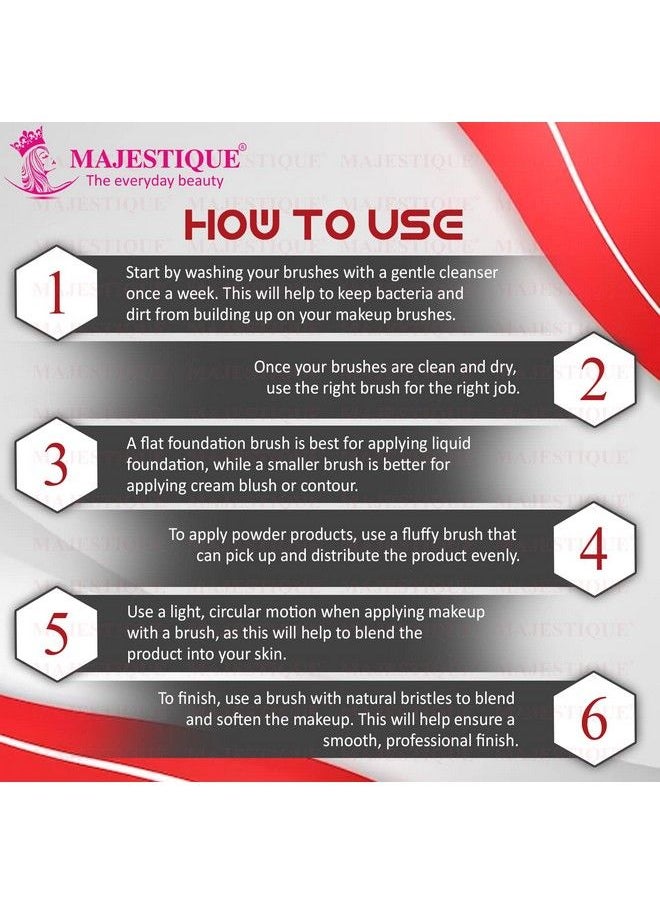 MAJESTIQUE Makeup Brush Set Premium Synthetic Lip Liner Lip Filler And Blush Brush Kit Makeup Beautifier For Women And Girls Professional Quality (3 Pcs Red)  - Image 4