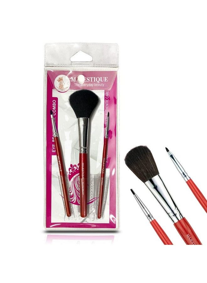 MAJESTIQUE Makeup Brush Set Premium Synthetic Lip Liner Lip Filler And Blush Brush Kit Makeup Beautifier For Women And Girls Professional Quality (3 Pcs Red)  - Image 2
