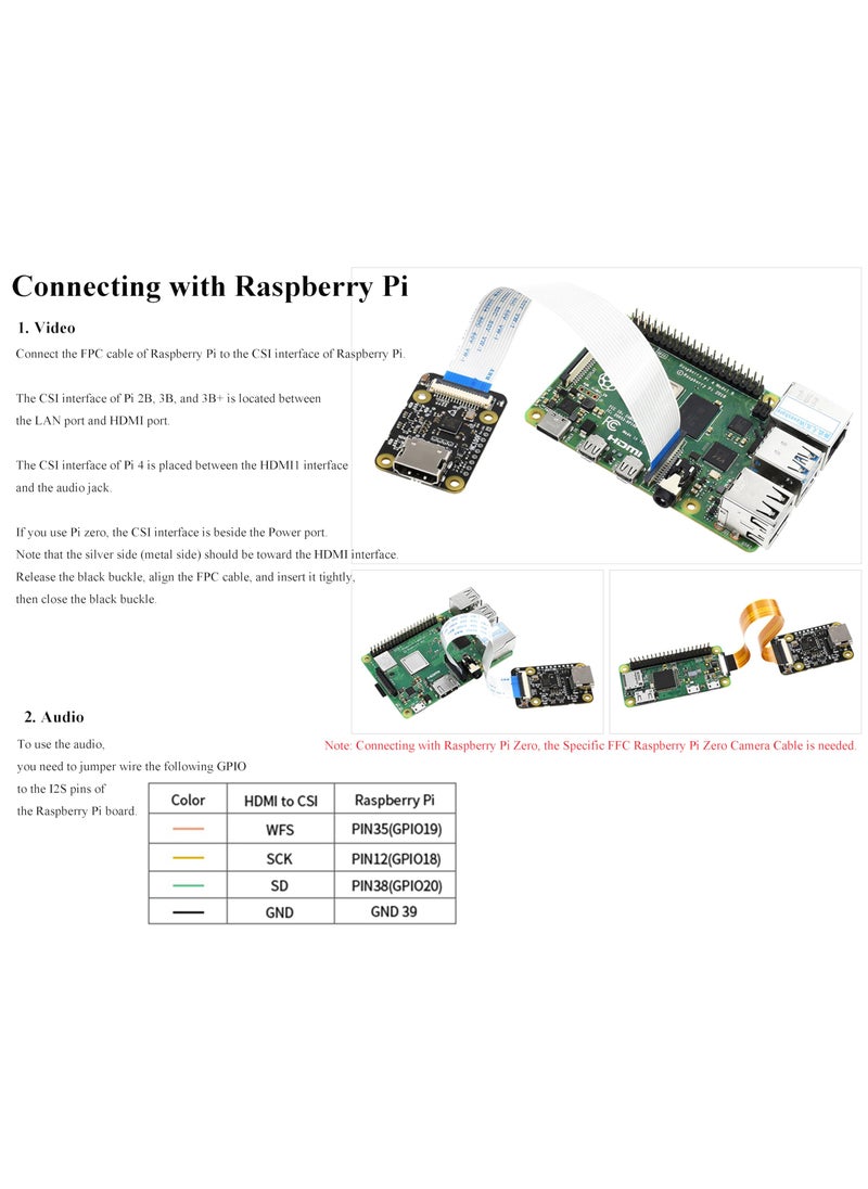 Waveshare HDMI to CSI Camera Adapter, Support from HDMI Input up to 1080p 30fps, Compatible with Raspberry Pi 4 Model B/3B+/3B/2B/3A+/Pi Zero/Zero W/WH/Pi Zero 2W, Raspberry Pi CSI Cameras  - Image 4