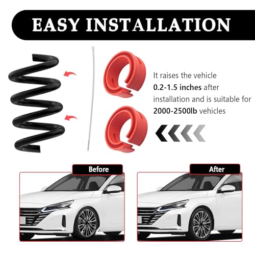 Salior 2PCS Front-Rear Coil Spring Spacer for 1.45''-1.65'' Spring Spacing,Heavy-Duty Coil Spring Booster Enhance Spring Rate,Universal Coil Spring Spacers Car Accessories for 2000-2500Lb Car - Image 4