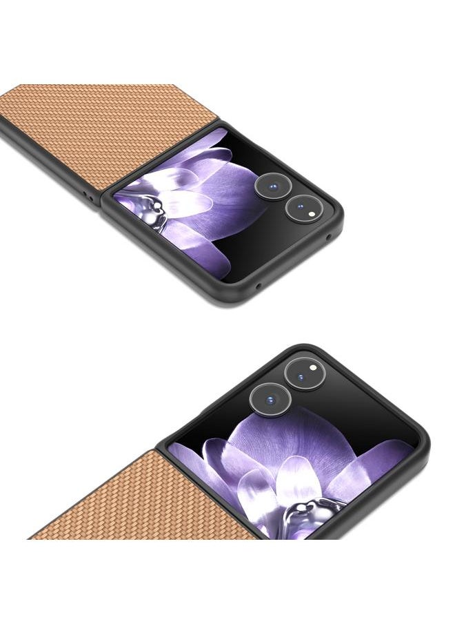 erorex - Case For Xiaomi Mix Flip Black Frame Carbon Fiber Texture PU Phone Case - Image 1