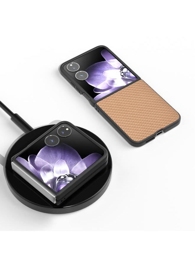 erorex - Case For Xiaomi Mix Flip Black Frame Carbon Fiber Texture PU Phone Case - Image 1