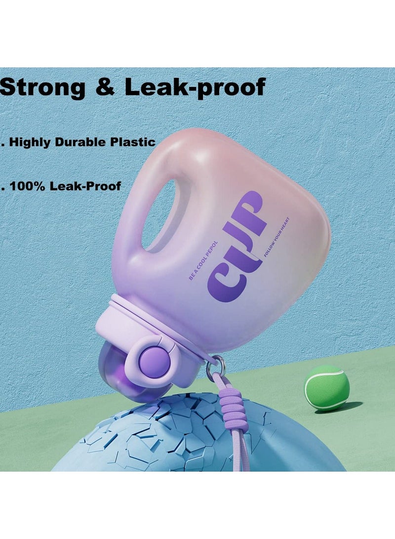 NIBEMINENT Water Jug with Carry Handle & Removable Straw, 48oz Flip Top Lid Sports Bottle Locking Reusable Plastic Large for Fitness Gym Outdoor (BPA Free) - Image 2