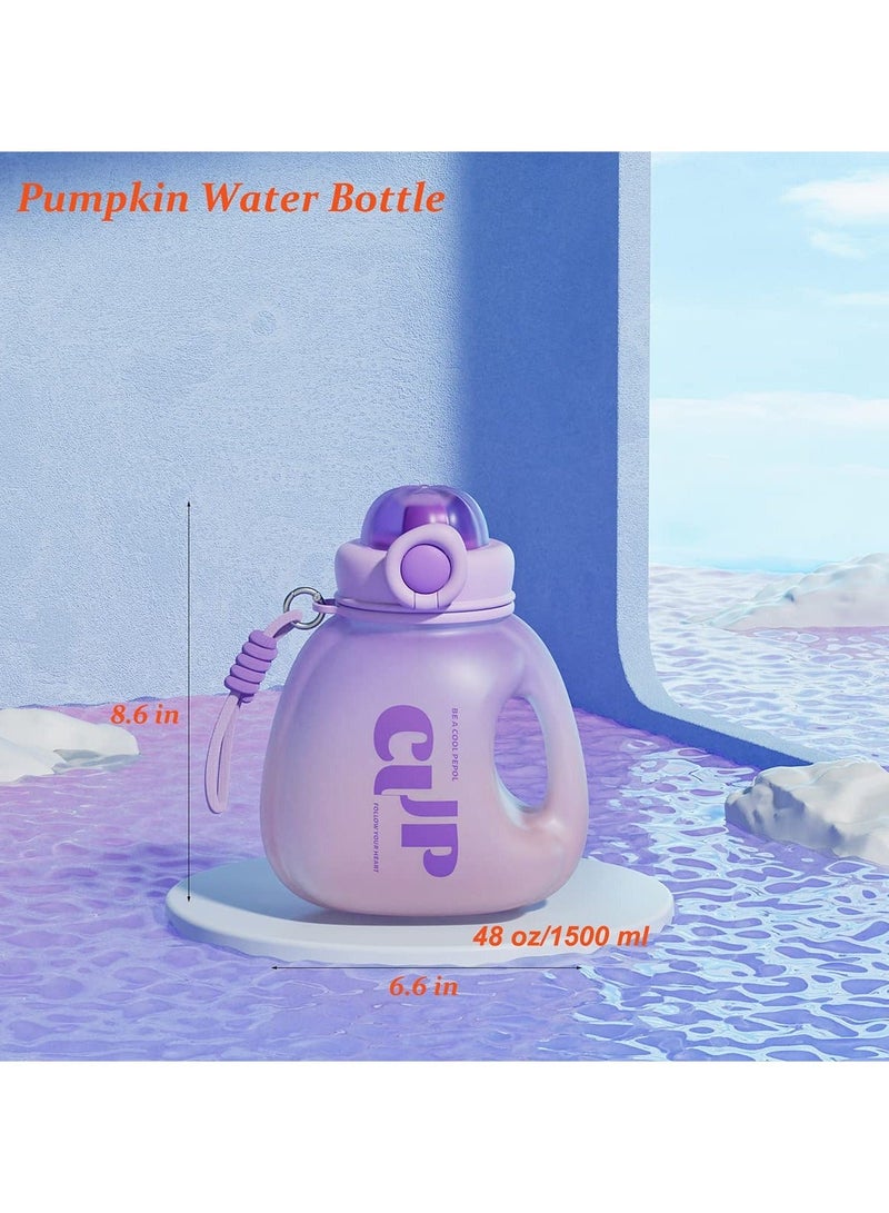 NIBEMINENT Water Jug with Carry Handle & Removable Straw, 48oz Flip Top Lid Sports Bottle Locking Reusable Plastic Large for Fitness Gym Outdoor (BPA Free) - Image 5