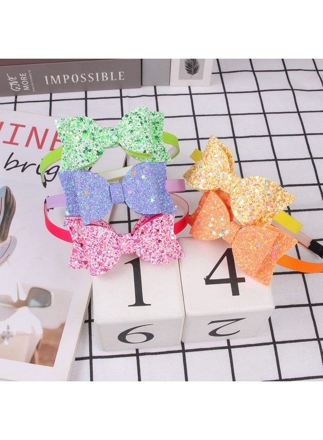 XIMA Bows Headbands For Girlskids Headbands 3.5 Inch Sequin Glitter Hairband With Bow Little Girls Hair Bandspack Of 10 - Image 3