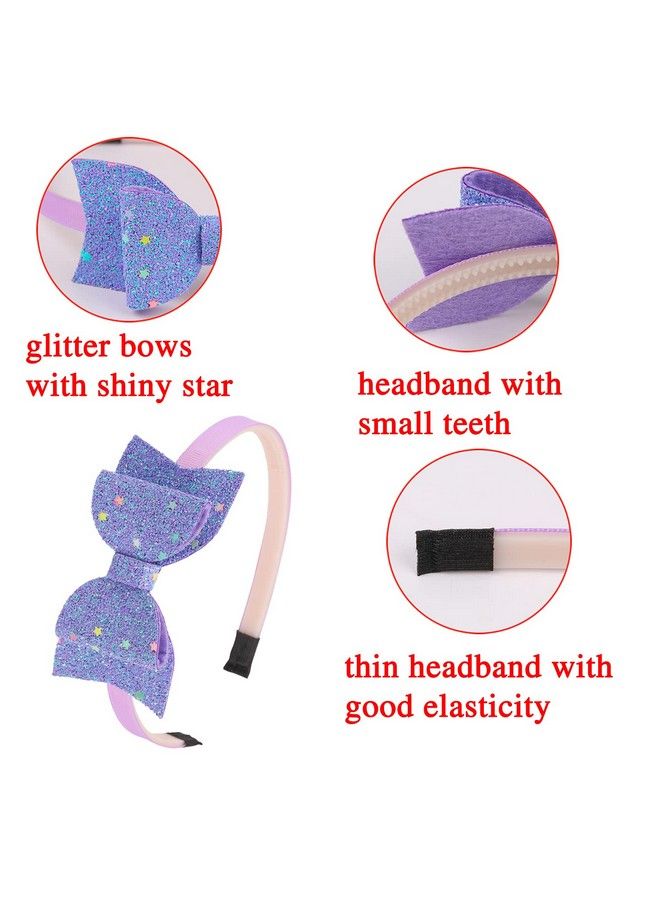 XIMA Bows Headbands For Girlskids Headbands 3.5 Inch Sequin Glitter Hairband With Bow Little Girls Hair Bandspack Of 10 - Image 4