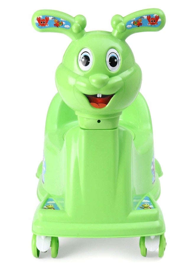 Goyal's Rabbit Style Baby Potty Seat Cum Rider with Wheel and Removable Bowl for Kids (Green) - Image 2