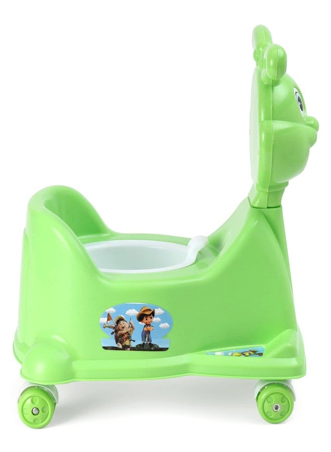 Goyal's Rabbit Style Baby Potty Seat Cum Rider with Wheel and Removable Bowl for Kids (Green) - Image 3