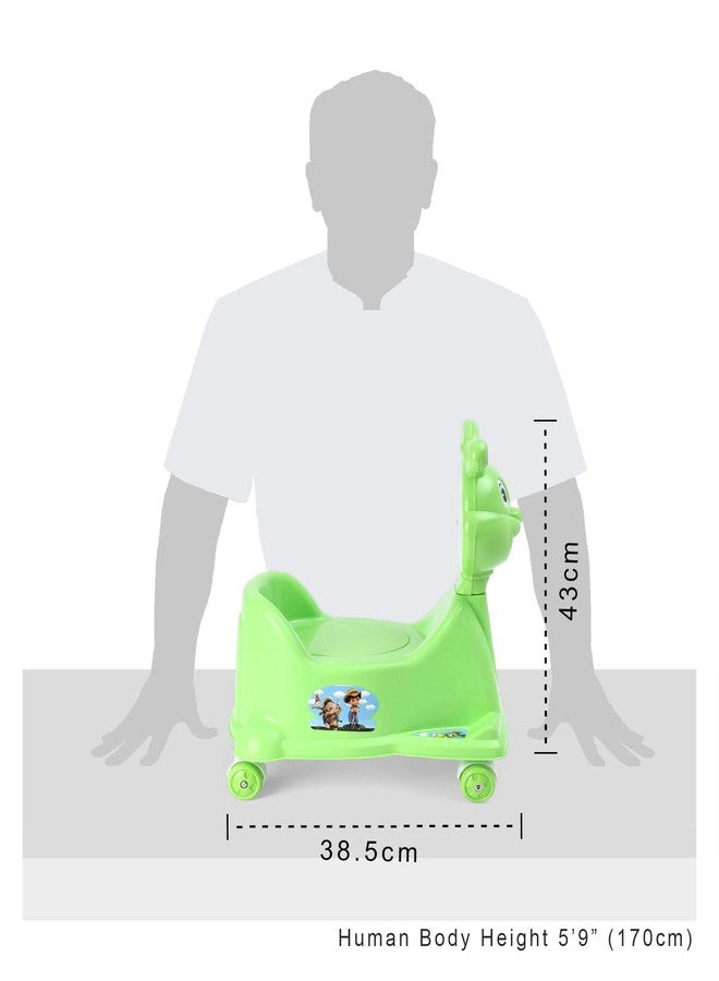 Goyal's Rabbit Style Baby Potty Seat Cum Rider with Wheel and Removable Bowl for Kids (Green) - Image 4
