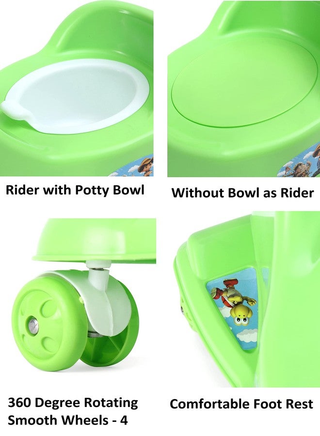 Goyal's Rabbit Style Baby Potty Seat Cum Rider with Wheel and Removable Bowl for Kids (Green) - Image 5