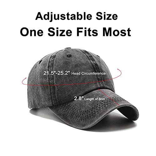 PFFY 2 Packs Vintage Washed Distressed Baseball Cap Dad Golf Hat Black+Khaki - Image 5