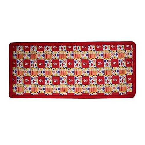KALA DARSHAN CRAFTS BAZAAR - Foldable Mat with Korai River Grass Chatai 2.5 X 6 Feet 15MM Soft Foam Red Cotton Fabric, Reduced Back Pain Portable - Image 4