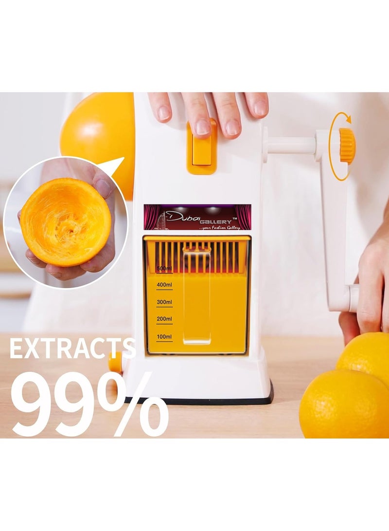 DubaiGallery DubaiGallery Manual Citrus Juicer, 99% Extraction Rate with 500ml Container, Pulp Strainer, Easy to Clean and Use, for Kids  - Image 3