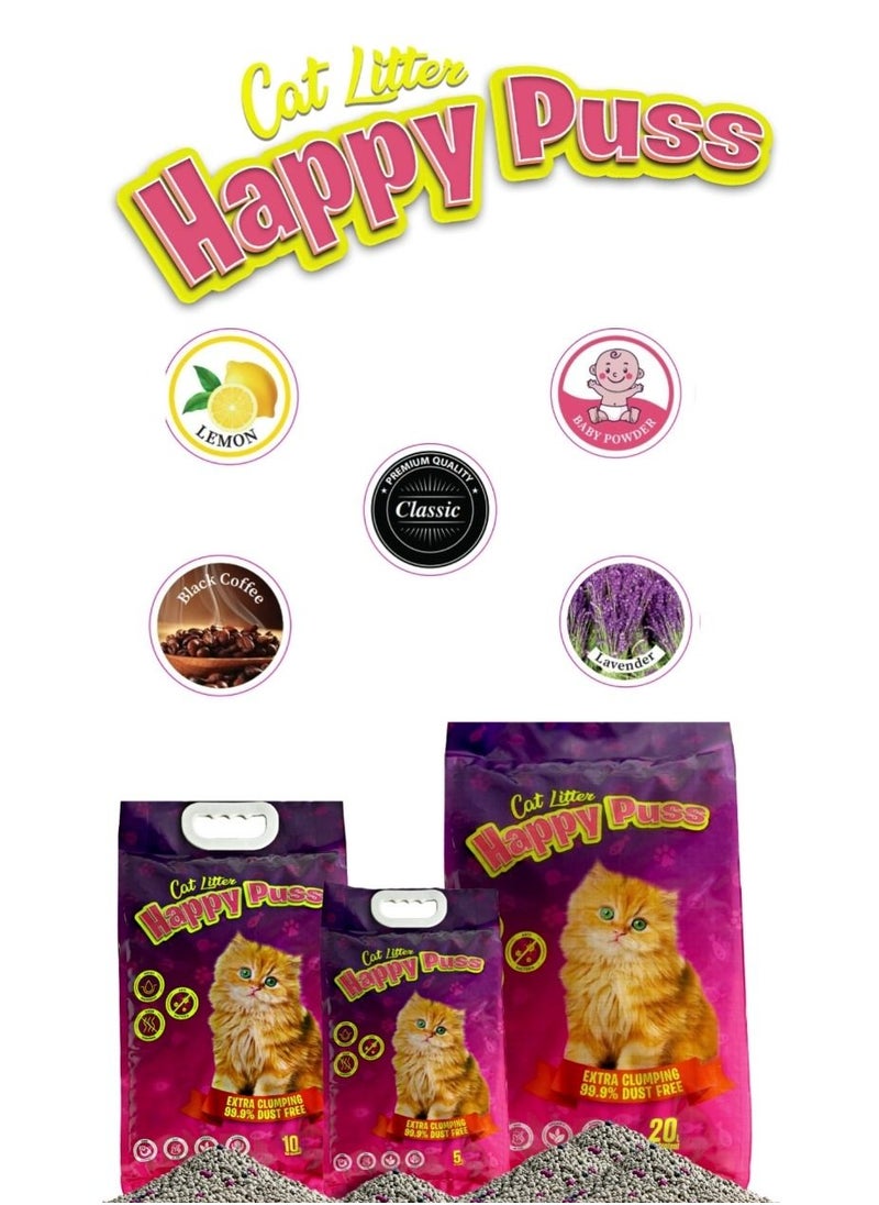 HAPPY PUSS - Happy Puss EXTRA CLUMPING PERFUMED BENTONITE CAT LITTER 10L BLACK COFFEE SCENT - Image 1