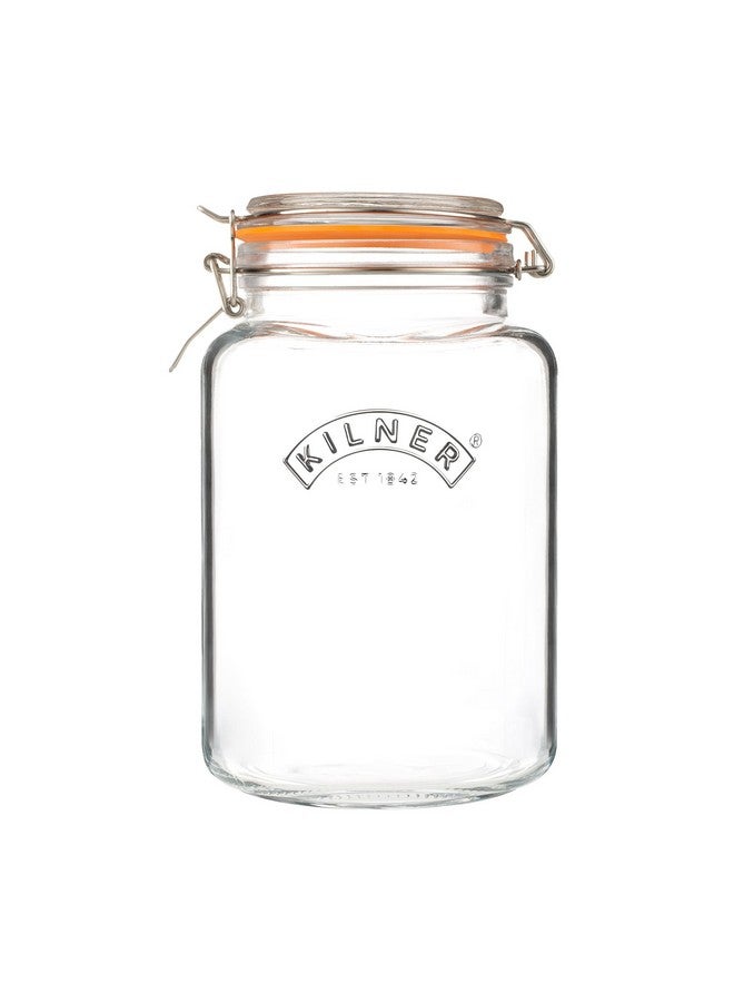 Kilner Premium Borosilicate Clip Top Food Storage Container Jar for thinKitchen with Lid with Wire Clip Lock, Airtight Glass, 3 Litre, 1 Pieces Square - Image 1