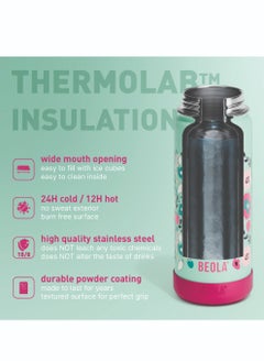 BEOLA 550ml Kids Water Bottle 18/8 Stainless Steel Double Wall Insulated Thermos Bottle with Straw Lid and Wide Mouth, Hot Cold Liquids Sports School Bottle (19oz, Ever Blooming)  - Image 4
