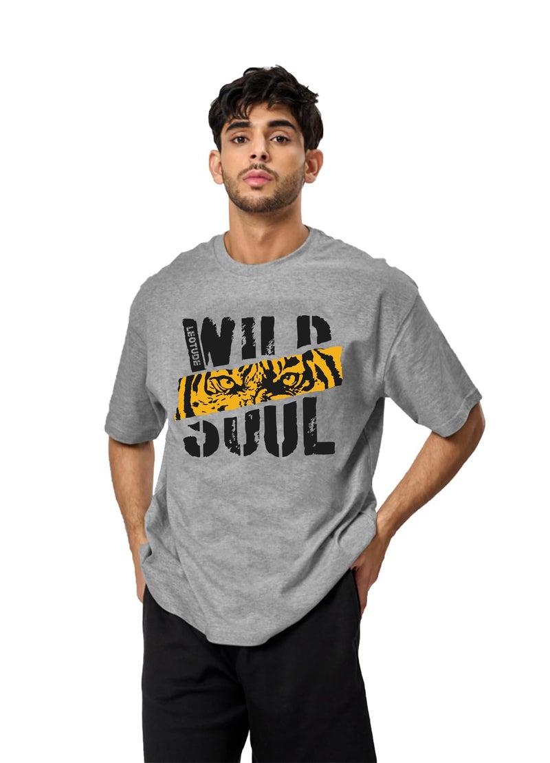 LEOTUDE Men's Oversized Half Sleeve Cottonblend Round Neck T-Shirt (PO3_FS49_Wolf_MSTD_Smile_Shark_P_Black_Multicolor2_XXL) - Image 4