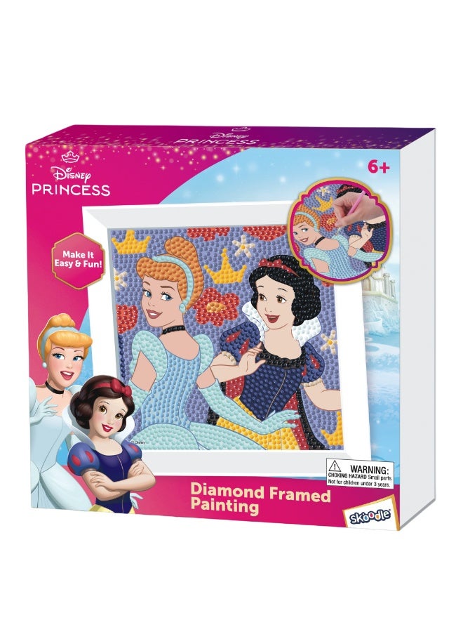 Disney Princess Diamond Framed Painting Kit - Belle & Ariel DIY Crystal Art Set with Frame - Creative & Fun Craft Activity for Kids Ages 6+ - Image 1