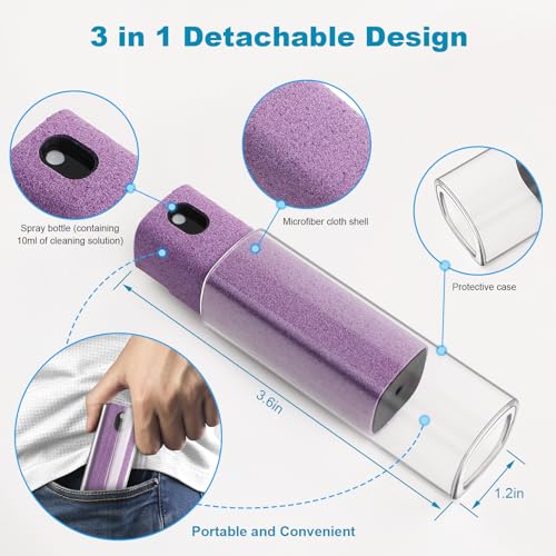 VZZNN 6 Pack Screen Cleaner 3-in-1 Touchscreen Mist Cleaner Spray and Microfiber Cloth Built-in Cleaning Solution Portable Reusable Fingerprint-Proof Spray Bottle for Phone Laptop iPad TV Monitor Car Screen - Image 2