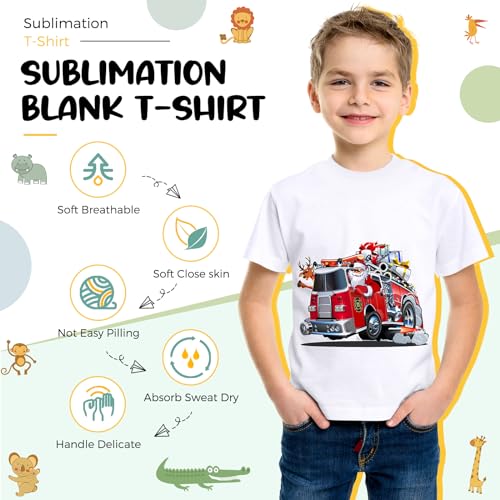 JenPen 5 Pieces Toddler Blank Sublimation T-Shirt Modal Crew Neck Short Sleeve T-Shirt for Kids Baby Children Youth Tye Dying (White,2T) - Image 3