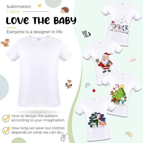 JenPen 5 Pieces Toddler Blank Sublimation T-Shirt Modal Crew Neck Short Sleeve T-Shirt for Kids Baby Children Youth Tye Dying (White,2T) - Image 4