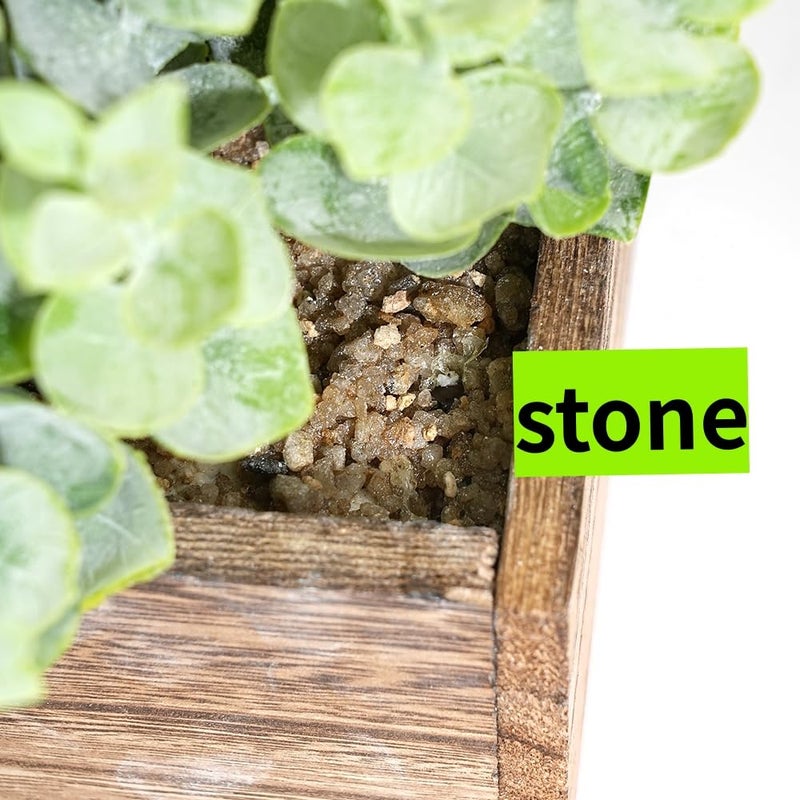 COTSEN Artificial Eucalyptus Potted Plants Fake Potted Plants Rectangular Wooden Planter Box Artificial Eucalyptus Leaves for Suit Office Party Table Indoor and Outdoor Decor - Image 3
