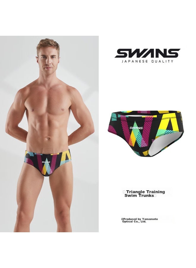 Speed Vision Swans Men's Swim Trunks, Professional Training, Sports Triangle, Quick-drying, Racing, Chlorine-resistant, Swimming 260, Black Letter, XL - Image 3