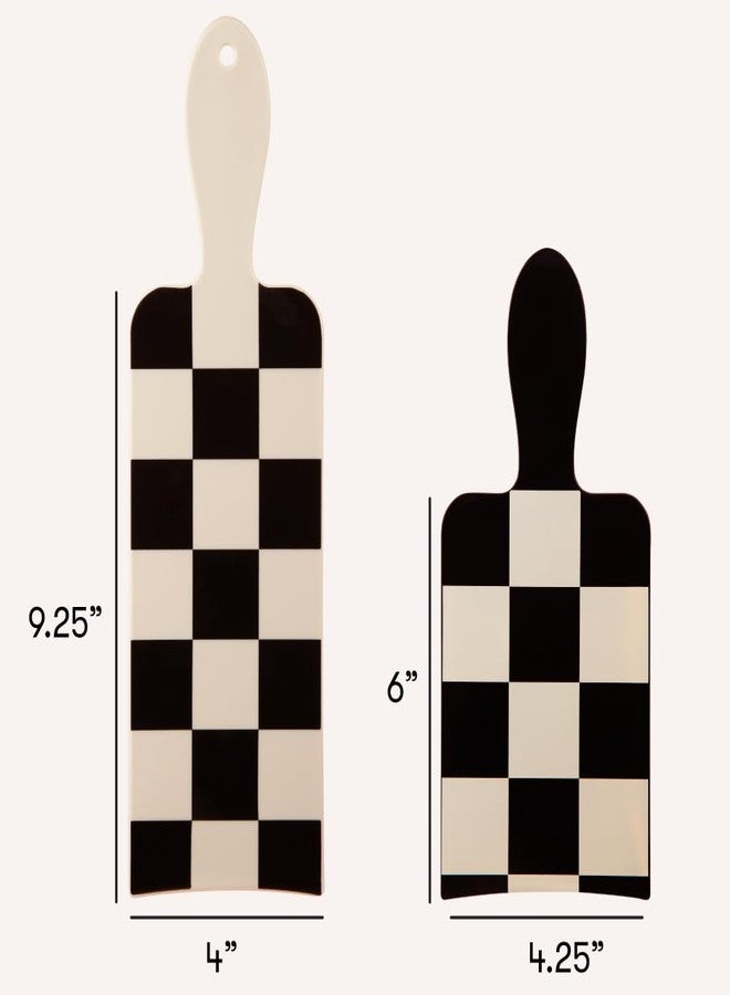 FRAMAR Checkered Balayage Board and Paddle Set - Long and Short Foil For Highlights, Highlighting Board, Hair Salon Supplies, For Enhanced Precision - 2 Pack - Cream and Black - Image 3