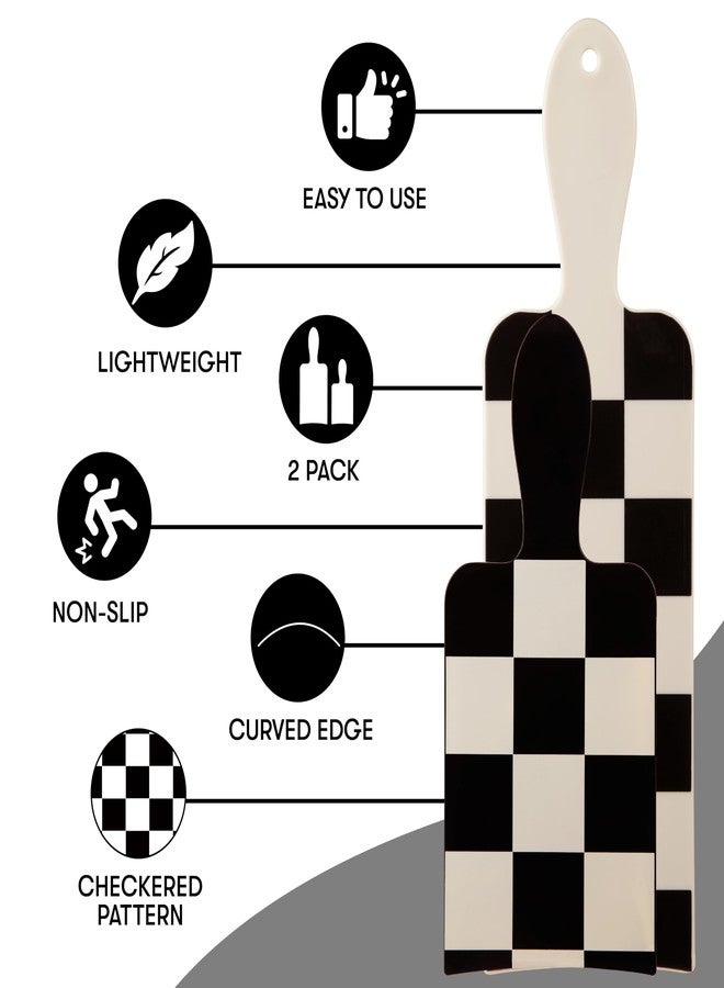 FRAMAR Checkered Balayage Board and Paddle Set - Long and Short Foil For Highlights, Highlighting Board, Hair Salon Supplies, For Enhanced Precision - 2 Pack - Cream and Black - Image 5