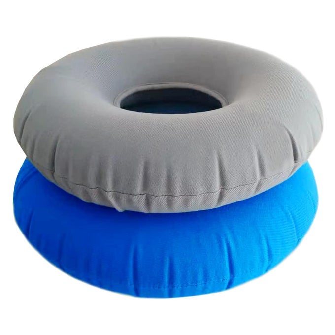 2 PACK DONUT PILLOW DONUT CUSHION SEAT INFLATABLE RING CUSHION WITH A PUMP HEMORRHOID SEAT PILLOW ROUND WHEELCHAIRS SEAT CUSHION FOR FOR HOME CAR OR OFFICE 15 BLUE GRAY