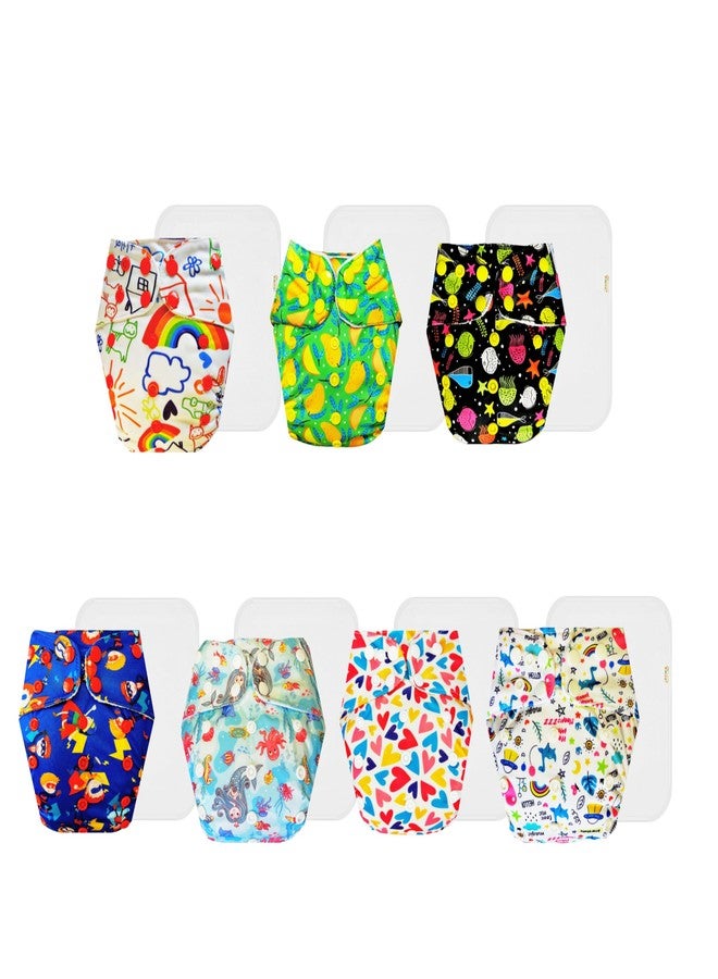 حفاضات دمبلدو القماشية الممتازة مع حشوة قطنية (عبوة من 7) | ملائمة تمامًا | قابلة لإعادة الاستخدام والغسل | سهلة التنظيف | موثوق بها من قبل الأمهات | من 3 أشهر إلى 3 سنوات | مناسبة للجنسين - Image 1