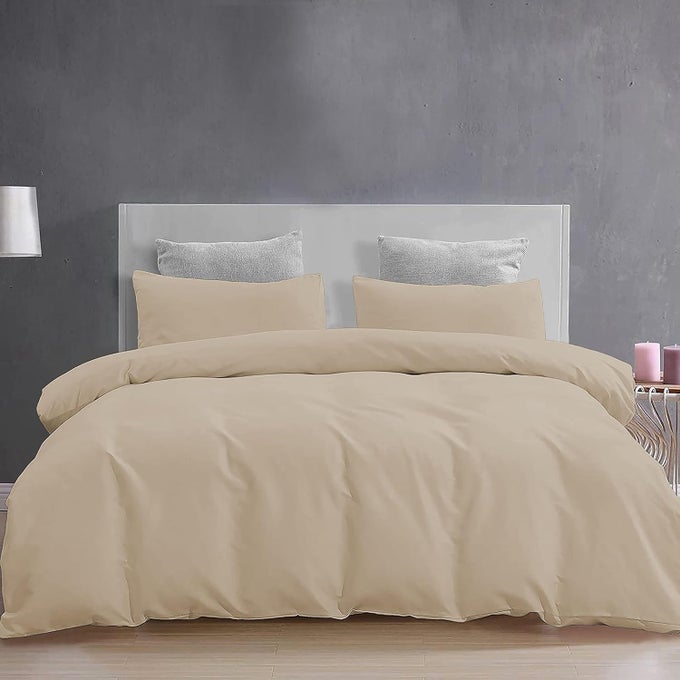 BRUSHED MICROFIBER SINGLE BED DUVET COVER SETCOMFORTER COVERRAJAI COVERBLANKET COVER 60X90 INCH QUILT COVER SINGLE BED WITH ZIPPER PILLOW COVER BEIGE