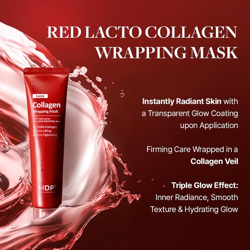 MDP M.D.P MDP+ RED LACTO COLLAGEN WRAPPING MASK, Glowy Skin, Skin Elasticity, Pore Lifting | 2.36fl.oz, 70ml - Image 3