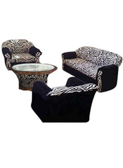 Maharat Al Bahar 5-Seater Sofa Set in White/Black, Configuration 1+1+3 