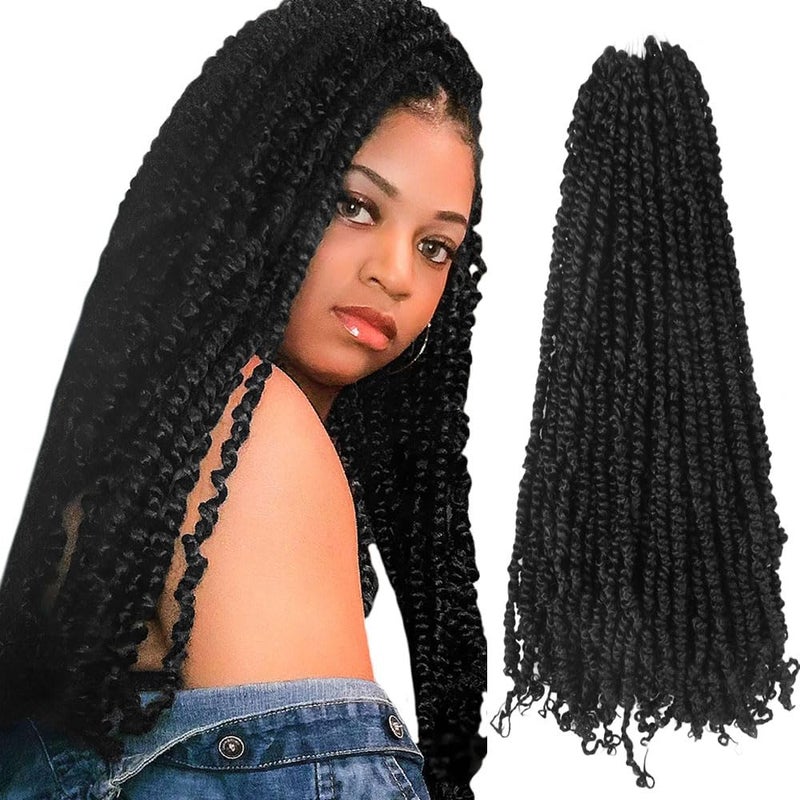 BOHOBABE Pretwisted Passion Twist Crochet Hair 18 Inch Long Prelooped Crochet Passion Twist Braiding Hair 8 Packs Soft Bohemian Twists 1 Jet Black