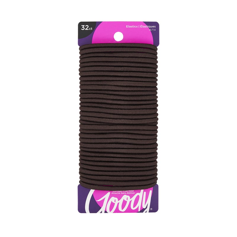 GOODY Ouchless Women's Hair Braided Elastics 4mm for Medium Hair, Brown, 32 Count (Pack of 1) - Image 1