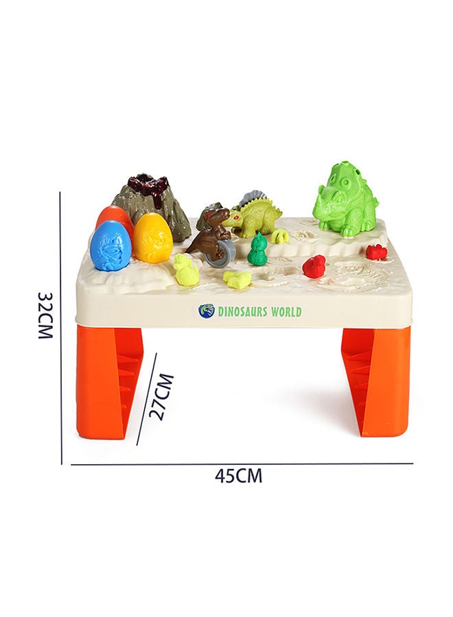 Little Story 17-Piece 2-In-1 Mode Role Play Dinosaur World Toy Set With Inbuilt Light & Sound Volcano & Dough- White - Image 4
