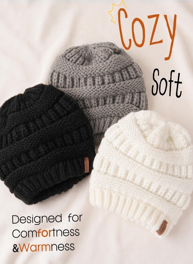 FURTALK Baby Beanie Winter Soft Warm Knit Hat 3 Pack Infant Toddler Slouchy Caps - Image 2