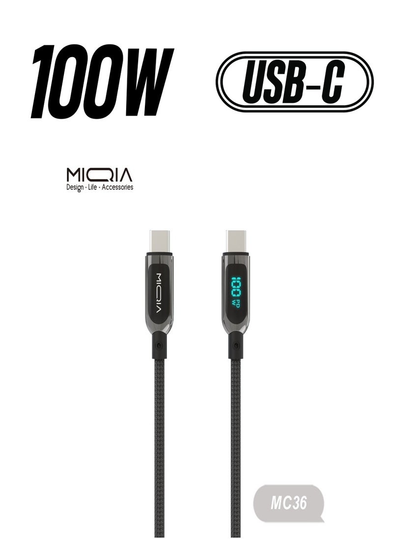 MIQIA PD100W Type-C to Type-C Cable Black  - Image 1