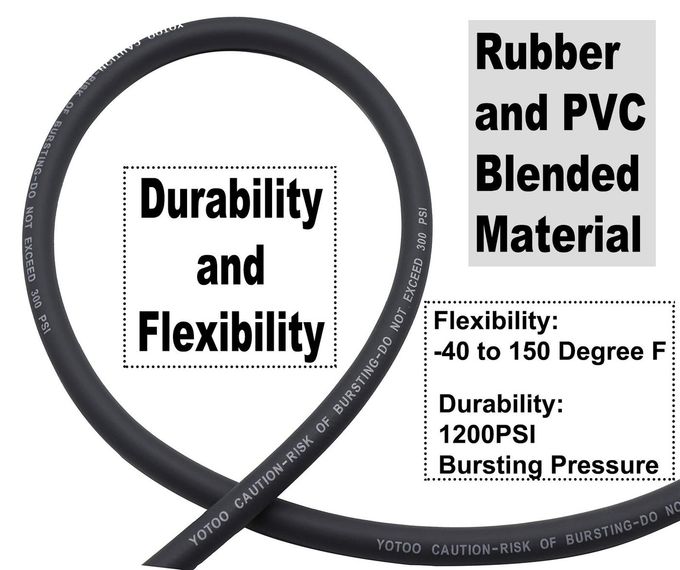 yotoo Hybrid Lead-in Air Hose 1/2-Inch by 10-Feet 300 PSI Heavy Duty, Lightweight, Kink Resistant, All-Weather Flexibility with 3/8" Industrial Quick Coupler and Plug, Gray - Image 5