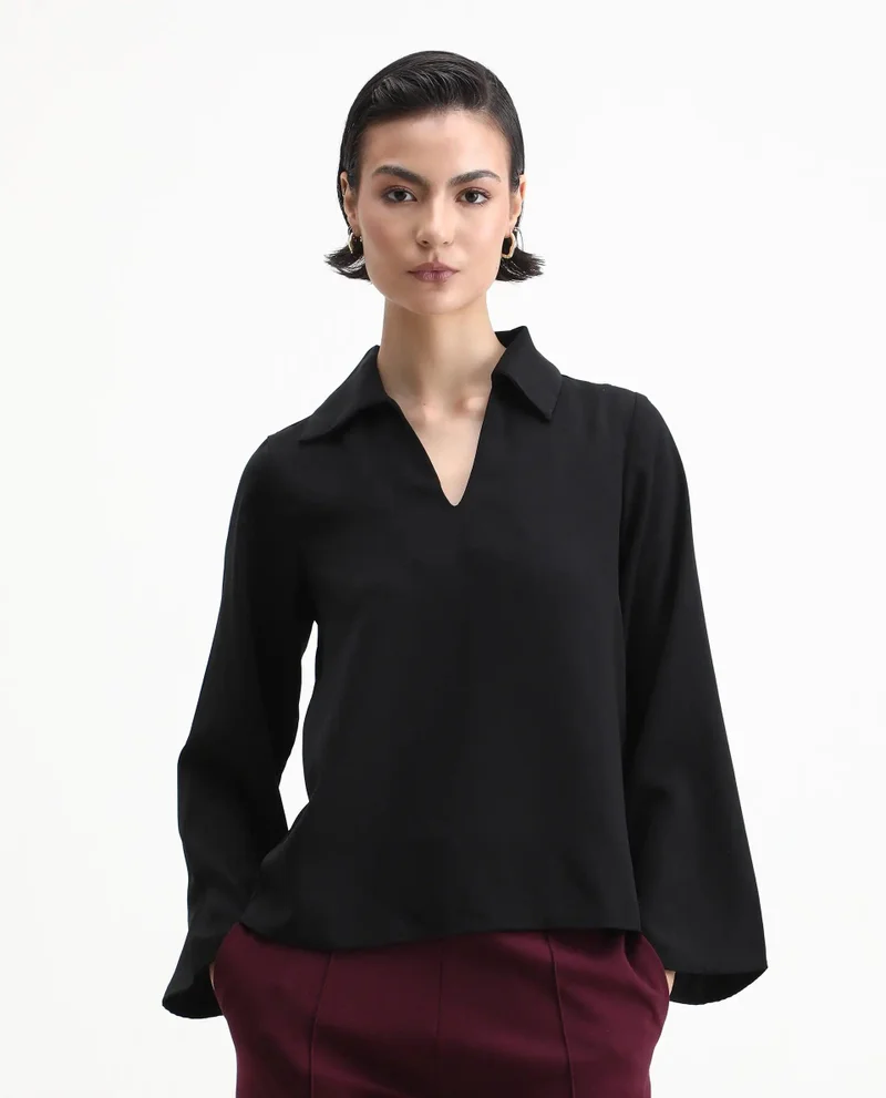 Rareism Women's Jonny Collar Plain Top