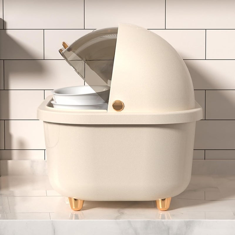 EVVIX Dish Drying Rack with Lid Cover Plastic Dish Drying Box Multifunctional Space Saving Dish Drainer for Kitchen Accessories - Image 4