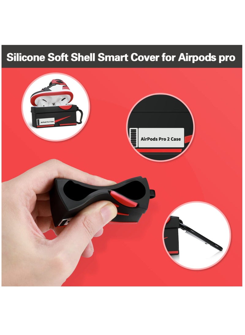 Silicone Case with Keychain Compatible with Air pods Pro 2nd 1st Generation Case, Cute 3D Basketball Shoes Box Soft Silicone Protective Cover for Men Women, Red - Image 3