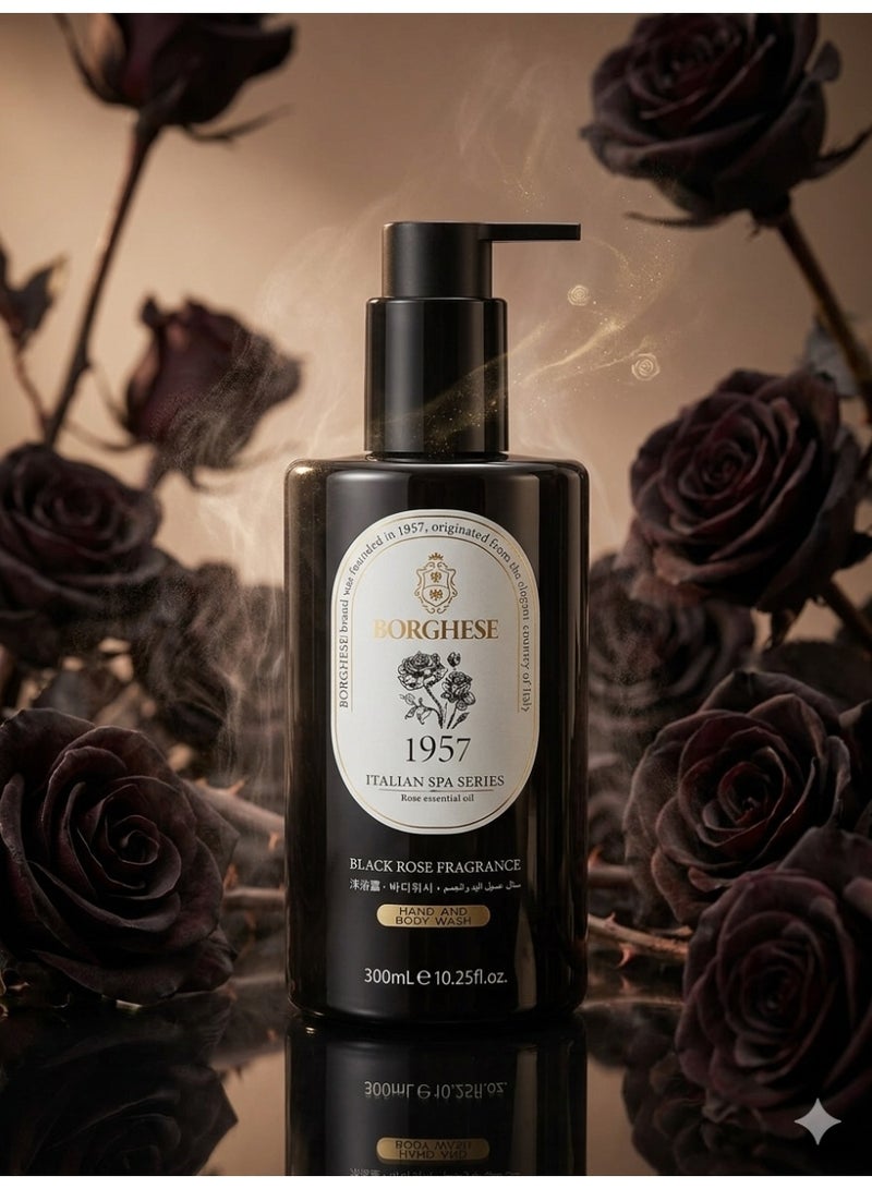 Borghese Italian Spa Series - Black Rose Fragrance Hand and Body Wash with Rose Essential Oil - 300ml