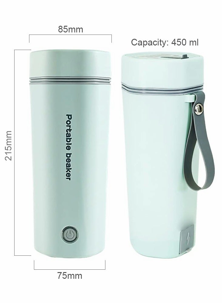 SYOSI Portable Electric Kettle, Stainless Steel Liner Travel Electric Cup Home Mini Heating Teapot Fast Cooking Single Cup Water Heater 350ml Hot Water Bottle (light Green)  - Image 5