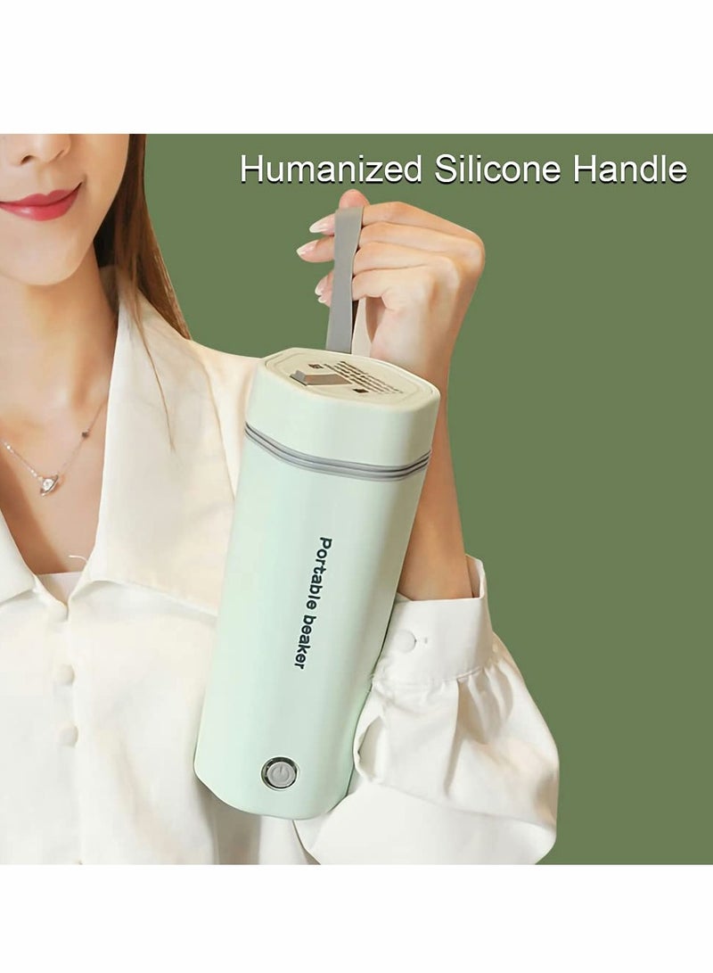 SYOSI Portable Electric Kettle, Stainless Steel Liner Travel Electric Cup Home Mini Heating Teapot Fast Cooking Single Cup Water Heater 350ml Hot Water Bottle (light Green)  - Image 2