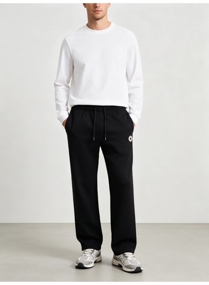 Converse Unisex Wide Leg Sweatpants, Casual Straight Sports Trousers for Men & Women, Black - Image 3