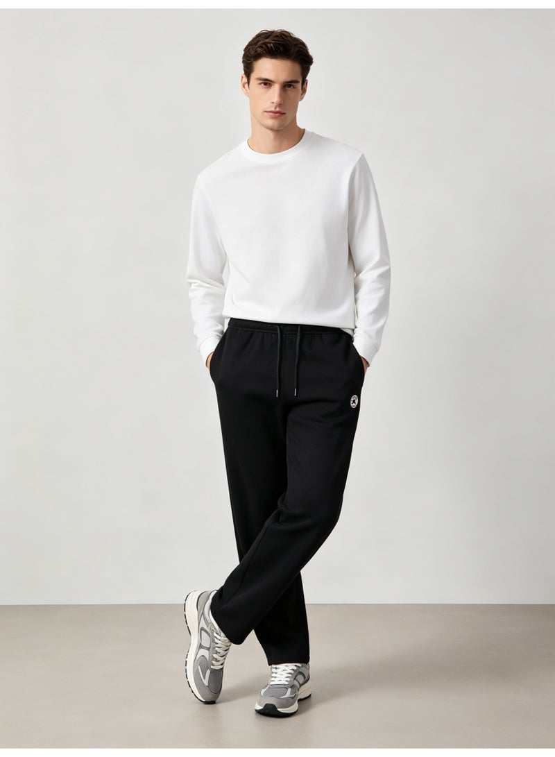 Converse Unisex Wide Leg Sweatpants, Casual Straight Sports Trousers for Men & Women, Black - Image 2